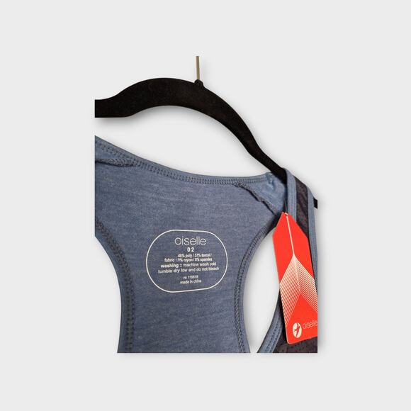 NEW Oiselle Womens Holepunch Racerback Tank Blue sz 2 Running Athletic Mesh - Picture 3 of 7
